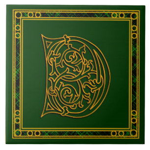 D Monogram "Irish Gold on Green" Keramik Tiles Fliese