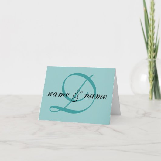 "D" monogram note card - personalize first names (Vorderseite)