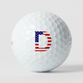D Monogram überlagert auf US-Flagge tpv1 gbcnt Golfball (Vorderseite)