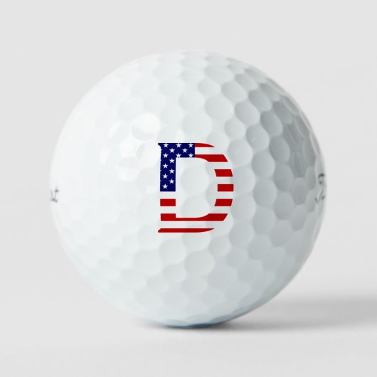 D Monogram überlagert auf US-Flagge tpv1 gbcnt Golfball (Vorderseite)