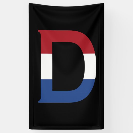 D Monogram überlagert sich auf der NLD-Flagge auf Banner (Vertikal)