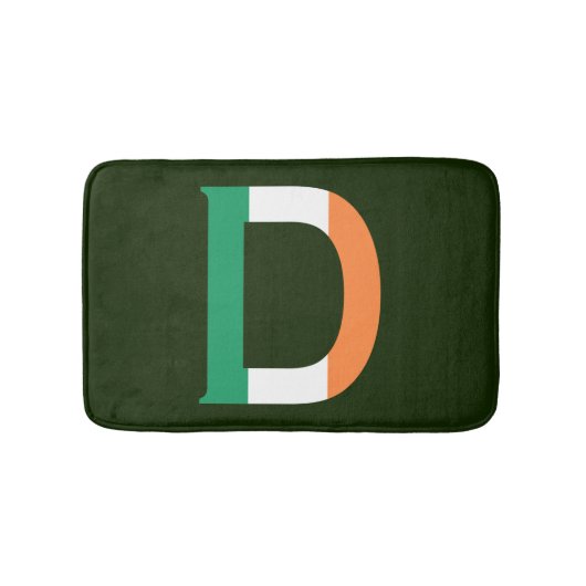 D Monogram überlagert sich auf irischer Flagge Badematte (Vorderseite)