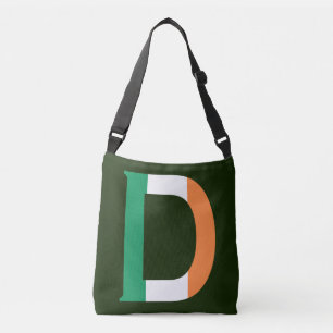 D Monogram überlagert sich auf Irish Flag cbcnt Tragetaschen Mit Langen Trägern