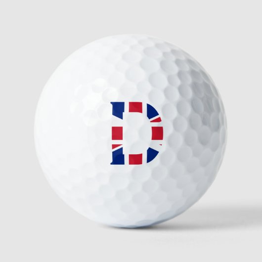 D Monogram überlagert sich auf Union Jack Flag va  Golfball (Vorderseite)