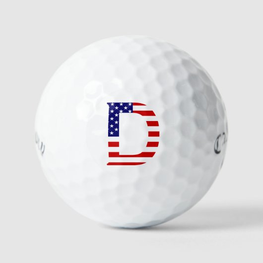 D Monogram überlagert sich auf US Flag css gbt Golfball (Vorderseite)