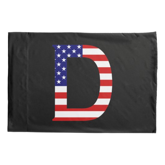 D Monogram überlagert sich auf US Flag Pccn Kissenbezug (Rückseite)