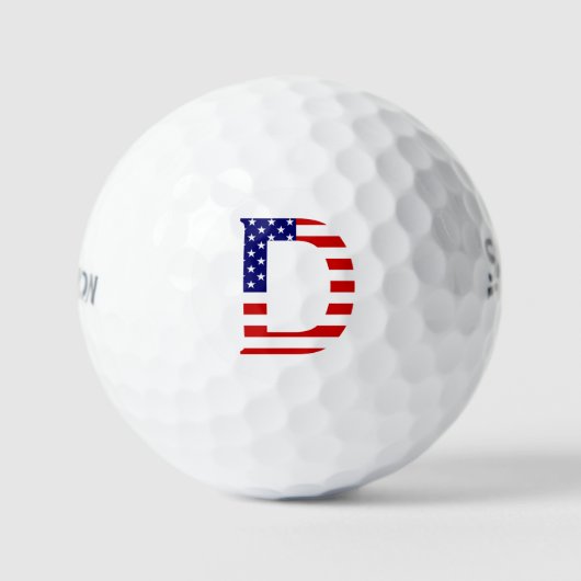 D Monogram überlagert sich auf US Flag ssf gbcnt Golfball (Vorderseite)
