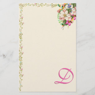 D Monogramm Blumenstrauß Briefpapier
