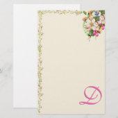D-Monogramm-Blumenstrauß Briefpapier (Vorne/Hinten)