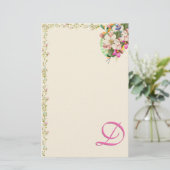 D-Monogramm-Blumenstrauß Briefpapier (Stehend Vorderseite)