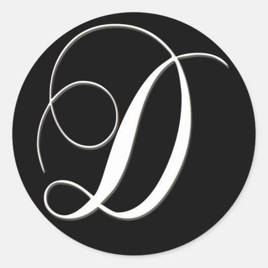 D monogramm - elegantes Schwarzweiß Runder Aufkleber (Vorderseite)