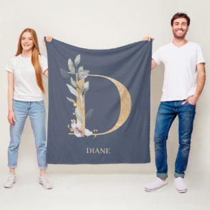 D Monogramm Floral Personalisiert Fleecedecke
