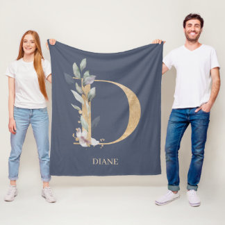 D Monogramm Floral Personalisiert Fleecedecke