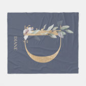 D Monogramm Floral Personalisiert Fleecedecke (Vorderseite (Horizontal))