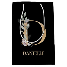 D Monogramm Floral Personalisiert Mittlere Geschenktüte
