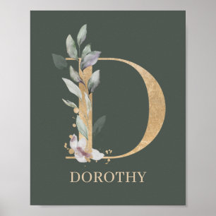 D Monogramm Floral Personalisiert Poster