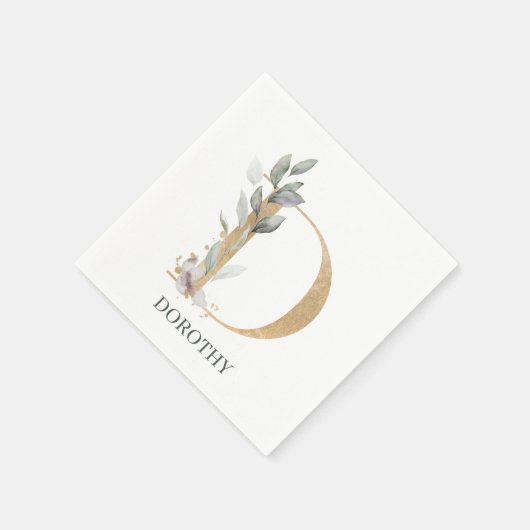 D Monogramm Floral Personalisiert Serviette (Ecke)