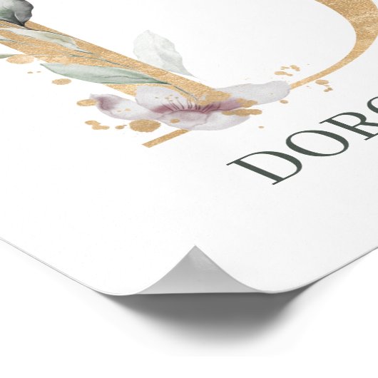 D Monogramm Floral Personalisiertes Poster (Ecke)
