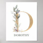 D Monogramm Floral Personalisiertes Poster (Vorne)