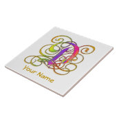 D Monogramm Ihr Name "Gothic Rainbow" Keramik Tile Fliese (Seite)
