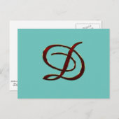 D Monogramm in kupferfarbenem Skript auf Postkarte (Vorne/Hinten)