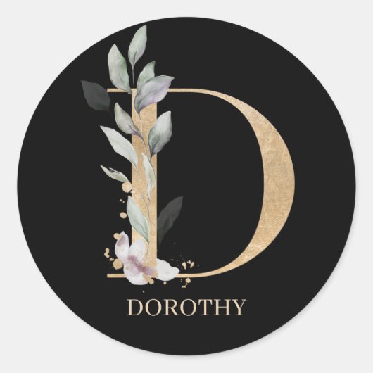 D Monogramm Personalisierter, klassischer, blutför Runder Aufkleber (Vorderseite)