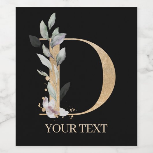 D Monogramm Personalisiertes Weinetikett (Einzelnes Label)