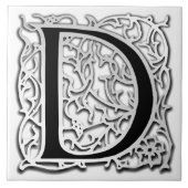 D-Monogramm-"Silber Besque" Keramik-Fliese Fliese (Vorderseite)
