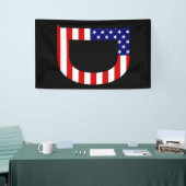 D Monogramm überlagert auf der Flagge der USA (v) Banner (Messeveranstaltung)