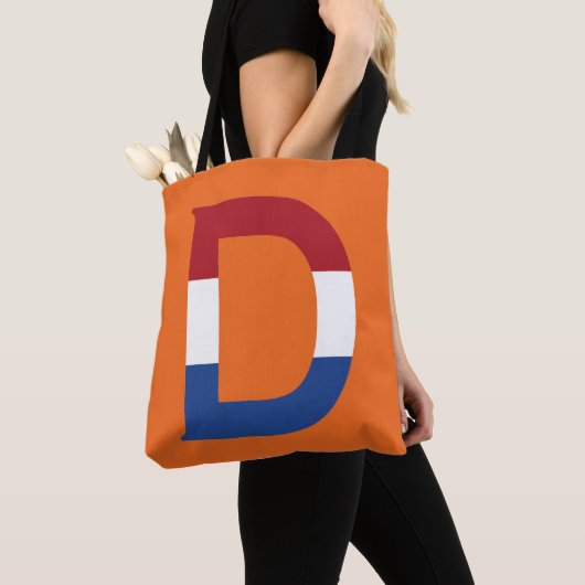 D Monogramm überlagert auf NLD-Flagge auf oder stc Tasche (Von Nahem)