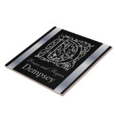 D Monogramm und Name "Besque on Black" Keramik Til Fliese (Seite)