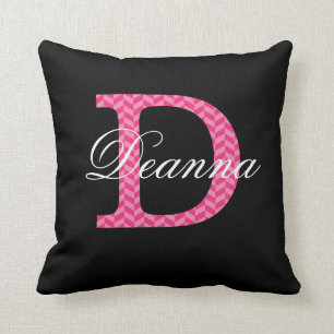 D Monogramm Zickzack heißes Rosa mit dem Namen au Kissen