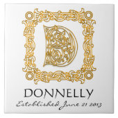 "D" Nachname Hochzeitstag Monogramm Tile Fliese (Vorderseite)