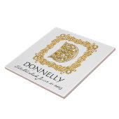 "D" Nachname Hochzeitstag Monogramm Tile Fliese (Seite)