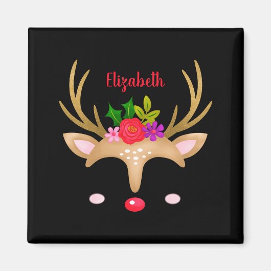 D Reindeer Christmas Magnet (Vorne)