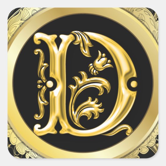D Square Sticker in Gold (Vorderseite)