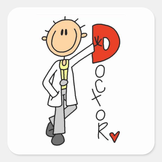 D steht für Doktor Quadratischer Aufkleber (Vorderseite)