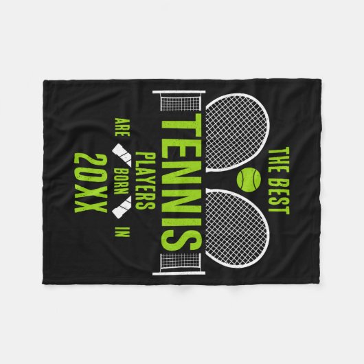 D Tennis Birth Year Name Birthday Fleecedecke (Vorderseite (Horizontal))