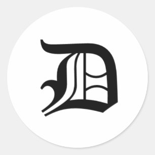 D-Text Altes Englisch Runder Aufkleber