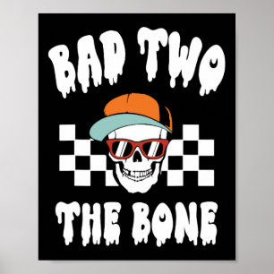 D Two Bone Funny 2. Geburtstag Halloween Skelett Poster