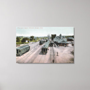 D- u. r-G Eisenbahn-Depot Leinwanddruck