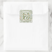 D Verzierte florale Monogramm Quadratischer Aufkleber (Tasche)