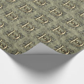 D - Vintages Monogramm (Gold) Geschenkpapier (Ecke)