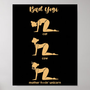D Yogi Katze Kuh Mutter Einhorn Lustige Yoga Medit Poster
