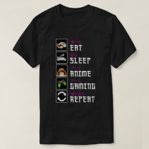 DA2 essen Sleep Anime Gaming Wiederholung Kawaii O T-Shirt