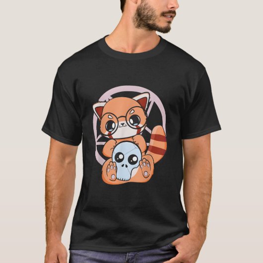 DãA De Los Muertos Red Panda Mexico Pajama Pastel T-Shirt (Vorderseite)