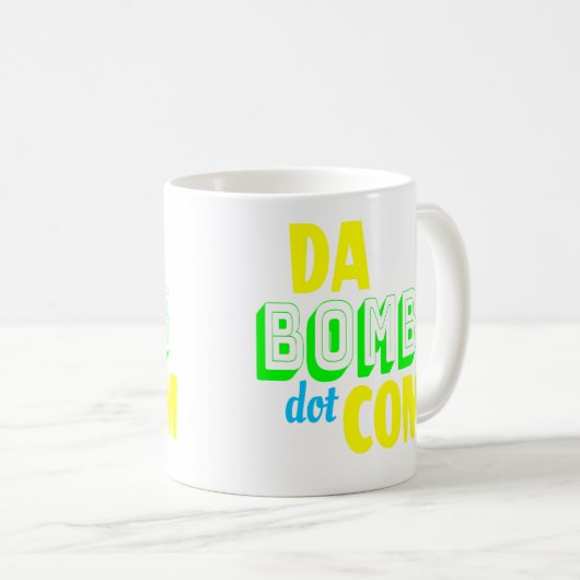 Da Bomb dot com Novelty Funny Retro 90s Kaffeetasse (VorderseiteRechts)