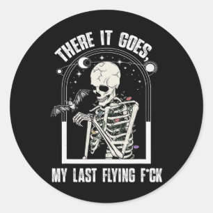 Da geht es um mein letztes Flying Funny Halloween Runder Aufkleber