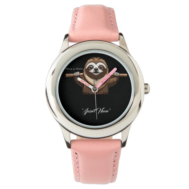 "Da hängen": Sloths ermutigende Worte Armbanduhr (Vorderseite)