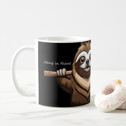"Da hängen": Sloths ermutigende Worte Kaffeetasse (Mit Donut)